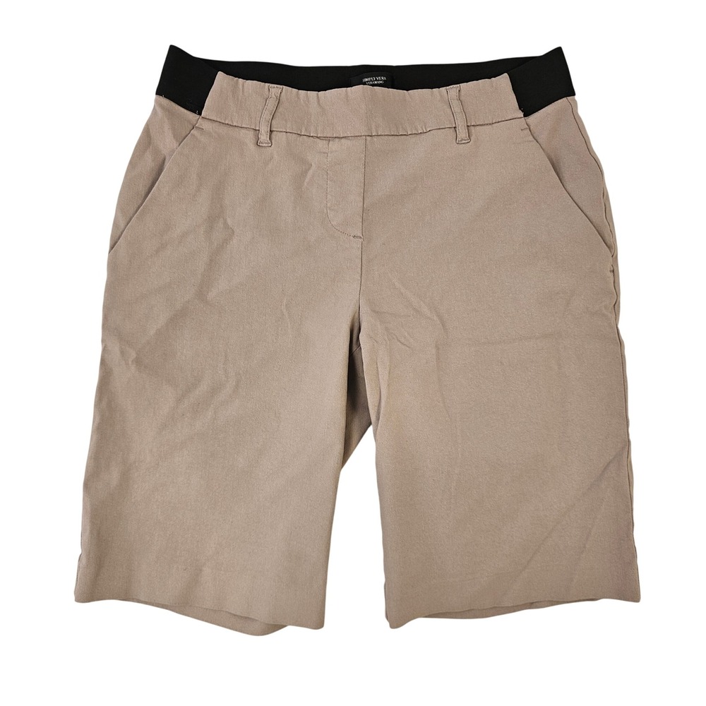 Simply Vera Vera Wang Womens Small Taupe Tan Elastic Waist BermudaShorts Stretch